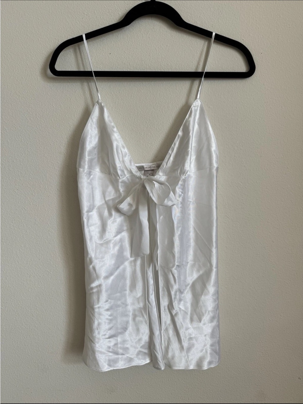 Vintage Y2K Victoria’s Secret White Bridal Tie Up Chemise Babydoll Top Size M